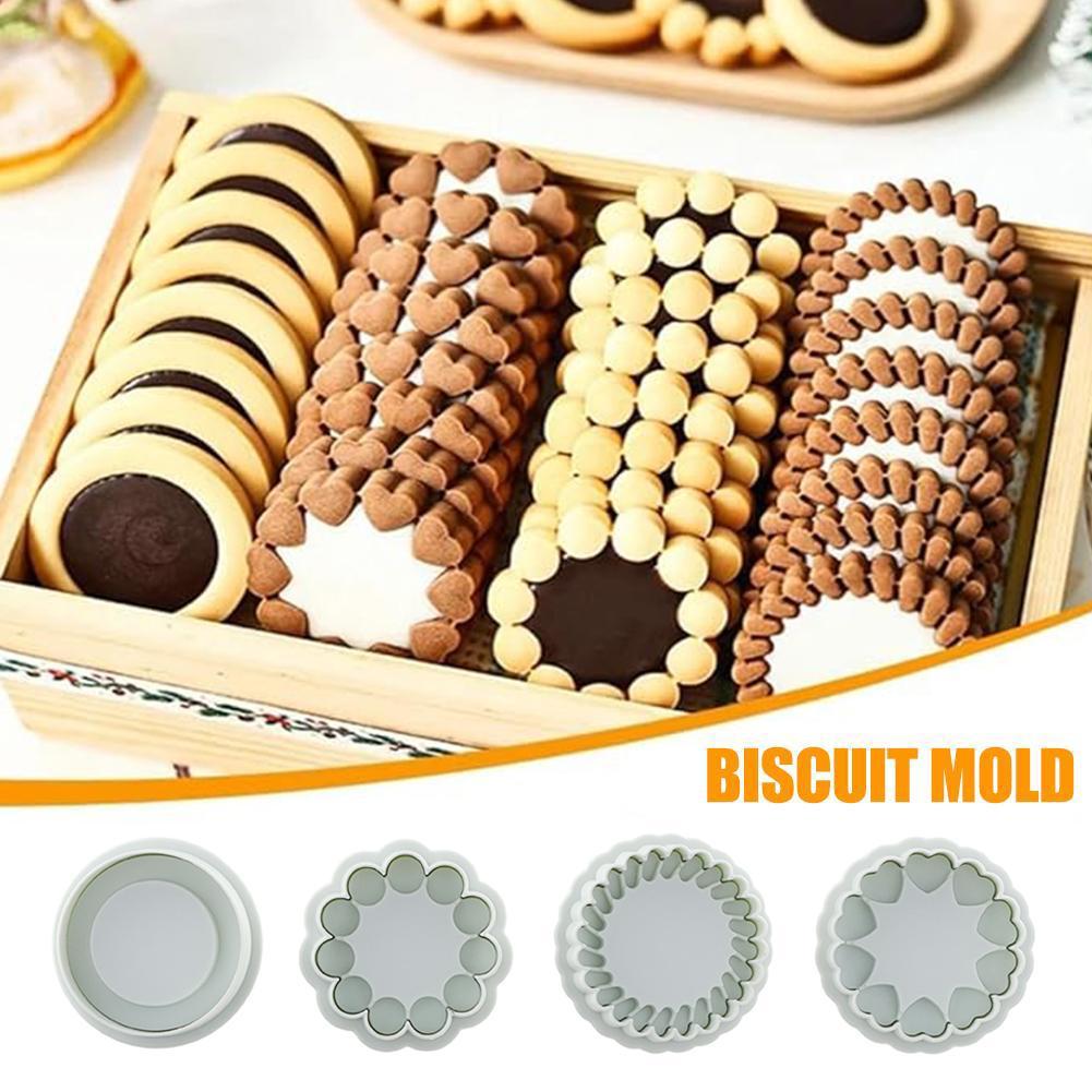 Jam Sandwich Love Flowers Cookie Cutter Mold 3D Biscuit Mould Christmas Pressable Stamp New Year Cak