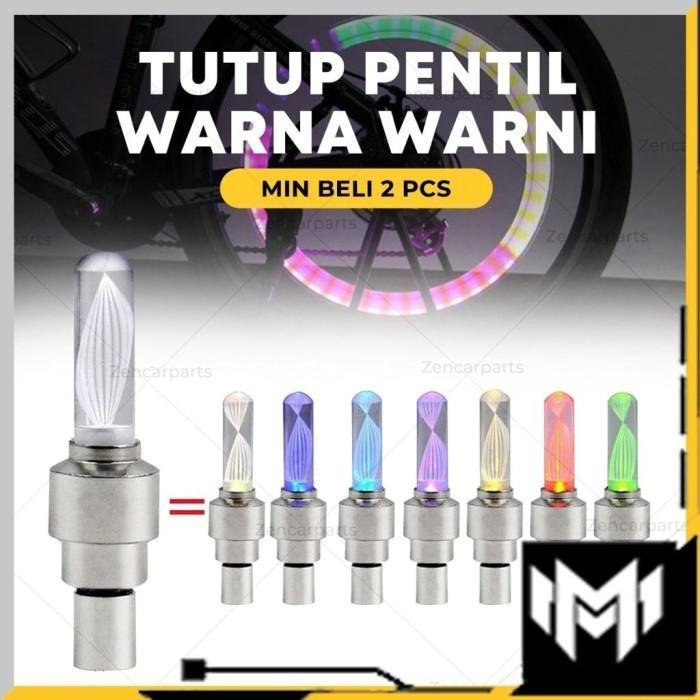 Tutup Pentil LED Lampu Menyala 7 Warna Warni Motif Rainbow