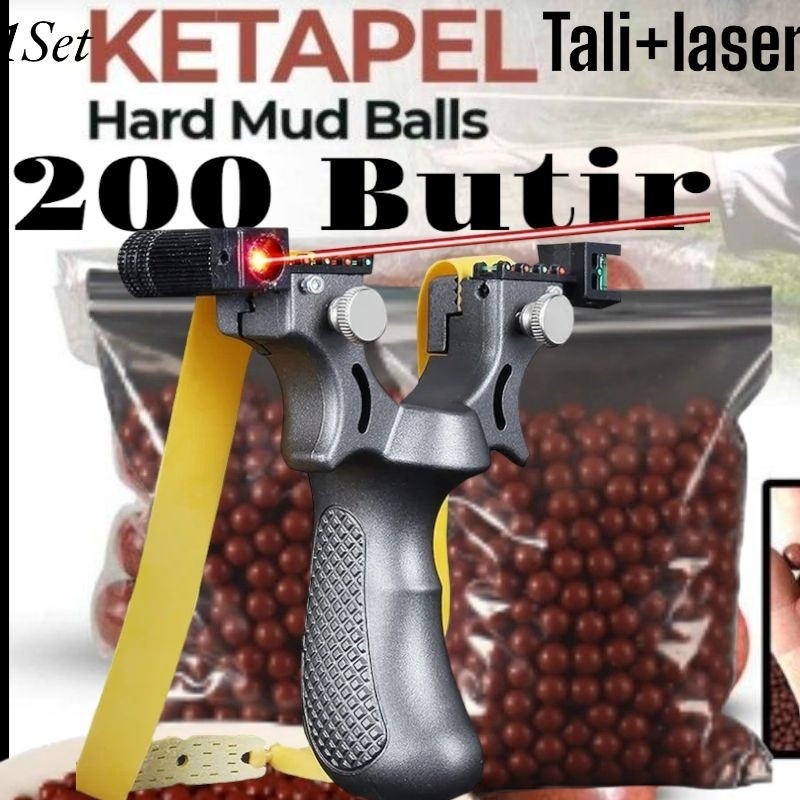 Ketapel Burung 1Set Lengkap Tali dan Laser Plus 200 Butir Peluru Bisa Cod