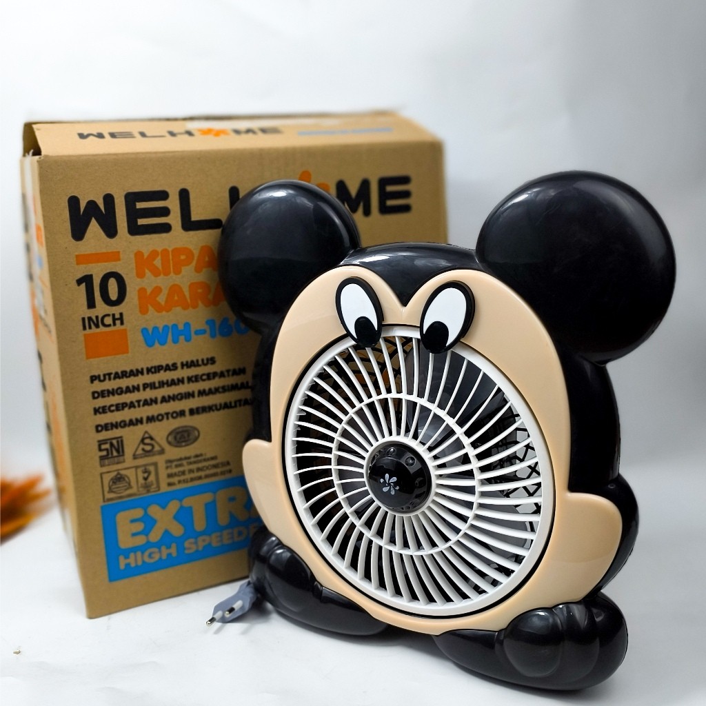 Kipas Angin Karakter Mickey Minnie Welhome WH-160M 28watt 10inch Angin Kenceng