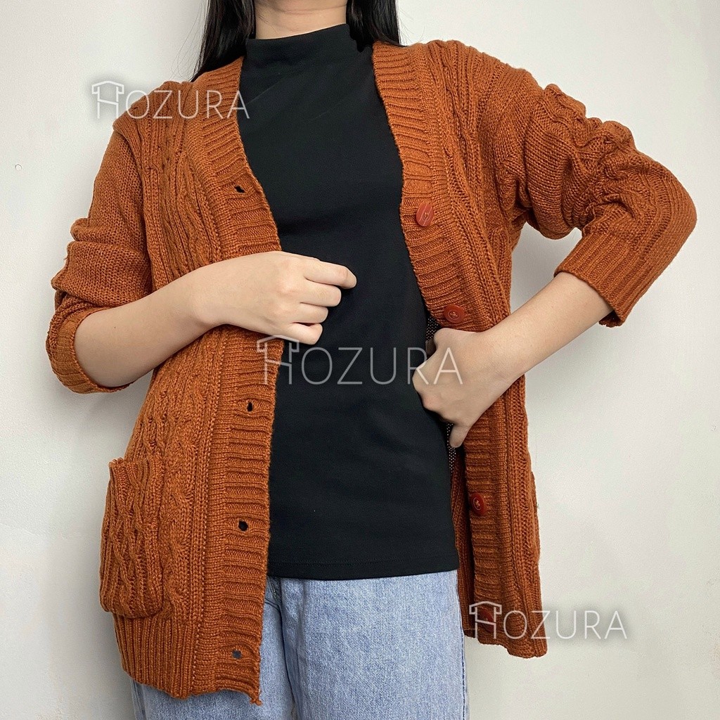 Cardigan Sweater Rajut Wanita RIK1025 Lanna (Batta) - Cardigan Rajut Jumbo Oversize Tebal - Outer Wa