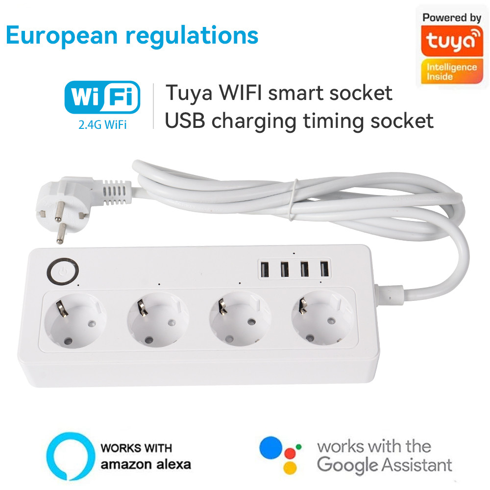 Tuya WiFi Smart Power Strip EU Plug Smart Socket with Power Monitor Home Appliances Timer Outlet for