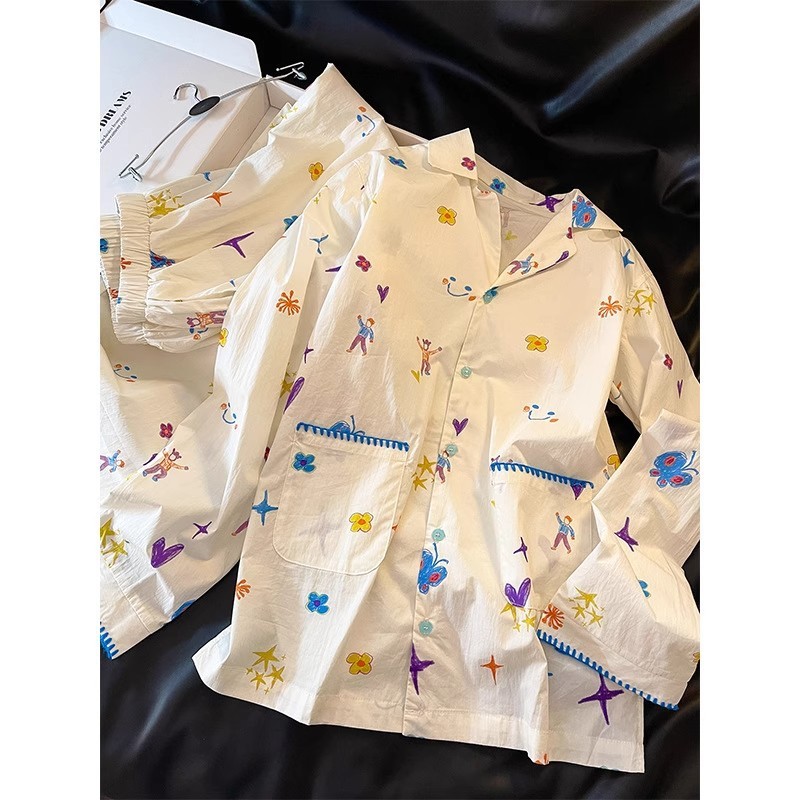 Piyama Lucu Anime Kartun Niche Lengan Panjang Celana Panjang Set Ukuran Besar