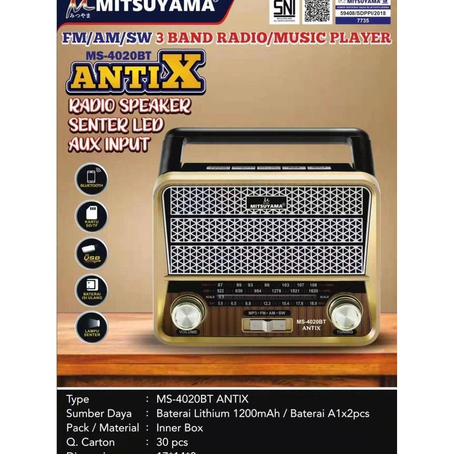 Radio Speaker Senter LED Bluetooth Mp3 Mitsuyama MS-4020BT Antix