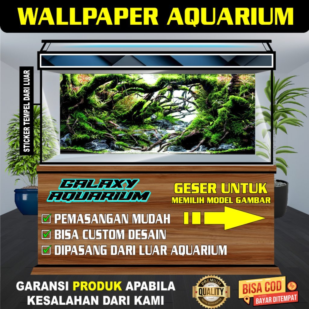 sticker skotlet wallpaper background hiasan aquarium channa belakang 3d timbul motif aquaspace