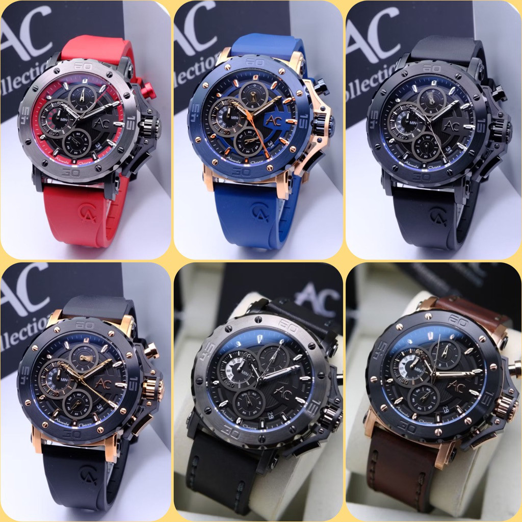 NEW PROMO JAM TANGAN ALEXANDRE CHRISTIE PRIA AC 9205 MC / AC 9205 / 9205 ORIGINAL CHRONOGRAPH KULIT 