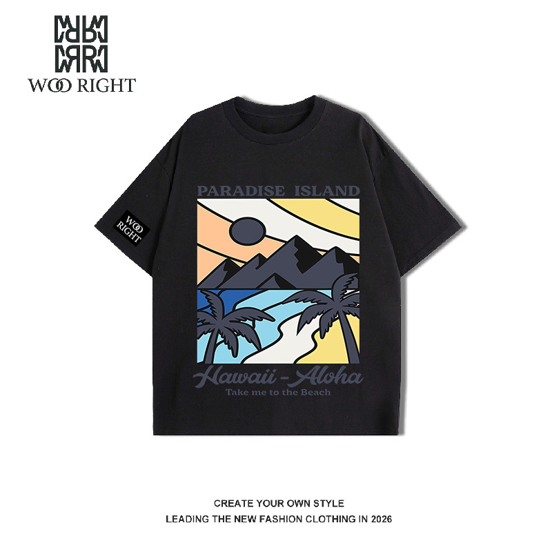 [COD]WOO RIGHT|kaos pria distro original 100%|kaos pria|dengan print grafis Pulau Sederhana Hawaii|K