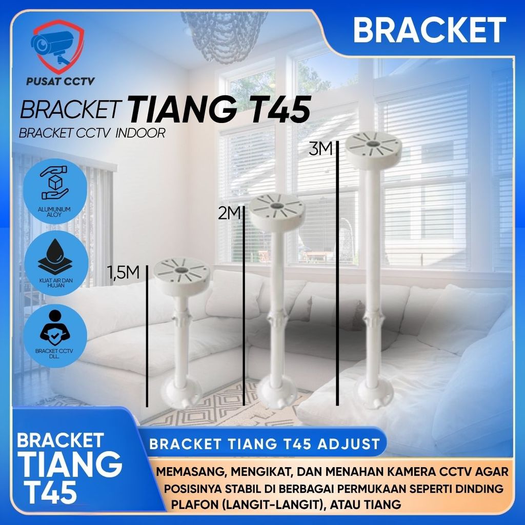 Adjustable Bracket Tiang CCTV Outdoor, Panjang Bracket Tiang 1,5M - 3M