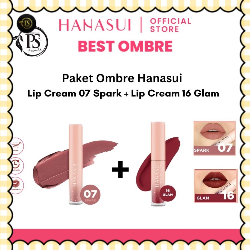 Paket Ombre Hanasui Lip Cream 07 Spark dan 16 Glam | Ombre LIp Cream