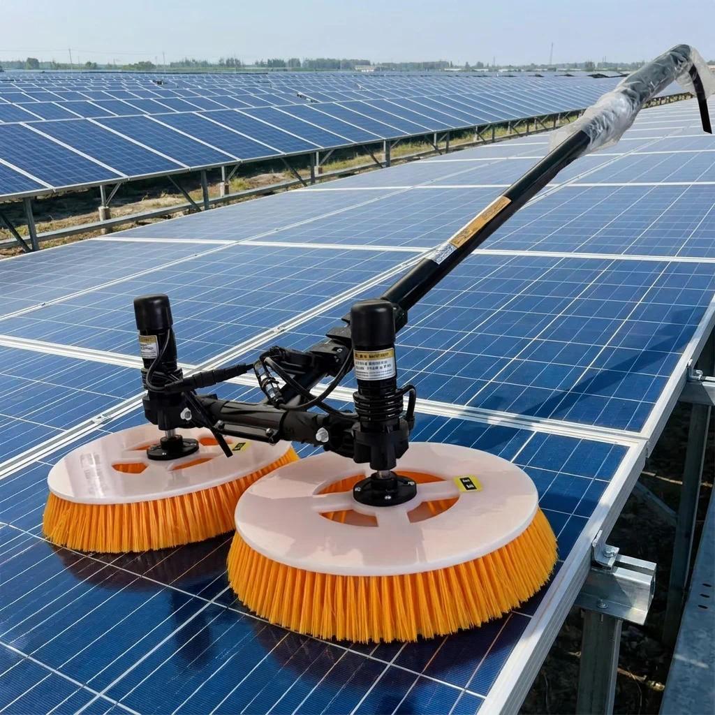 Sikat Pembersih Panel Surya Bulu Nilon Lembut, Tahan Korosi, Tongkat Teleskopik, Alat Pembersih PV, 