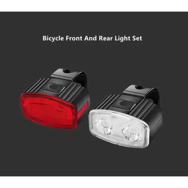 Foto Lampu Depan Belakang Sepeda Front Tail light USB LED Rechargeable Bisa Di Cas Charger
