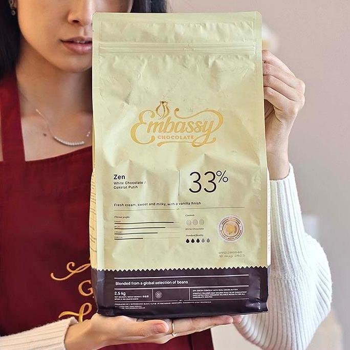 May- Embassy Chocolate - Zen 33 100Gr White Couverture Tulip Cokelat Putih Coin Coklat Koin