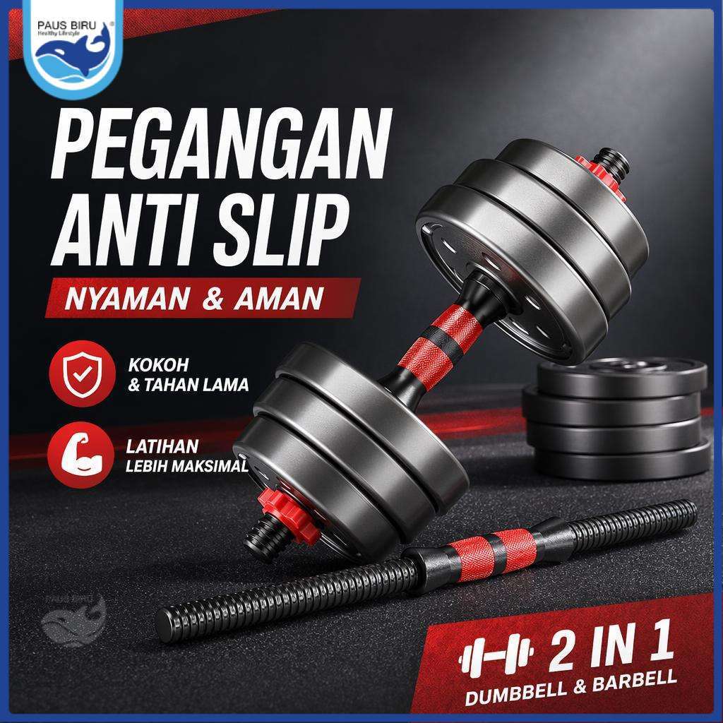 Paus Biru - Dumbbell Home Gym Set 20KG & 40KG Peralatan Fitness Barbel Set Dumbel Berat Bisa Diatur