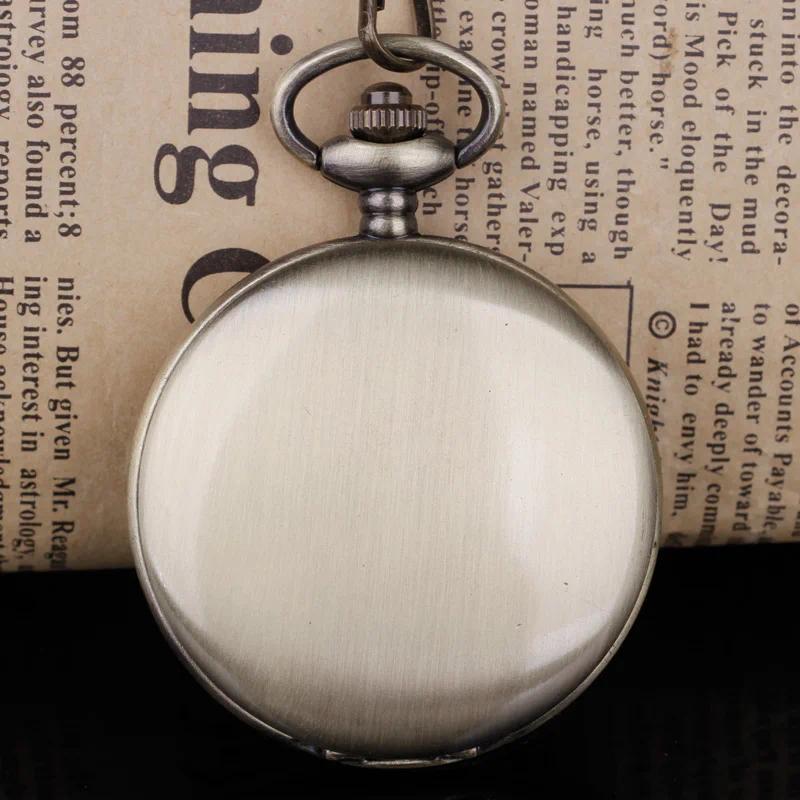 Bronze Smooth Case Chronograph Pocket Watch  Steampunk Classic Necklace Chain Gifts Fob Watch for Me