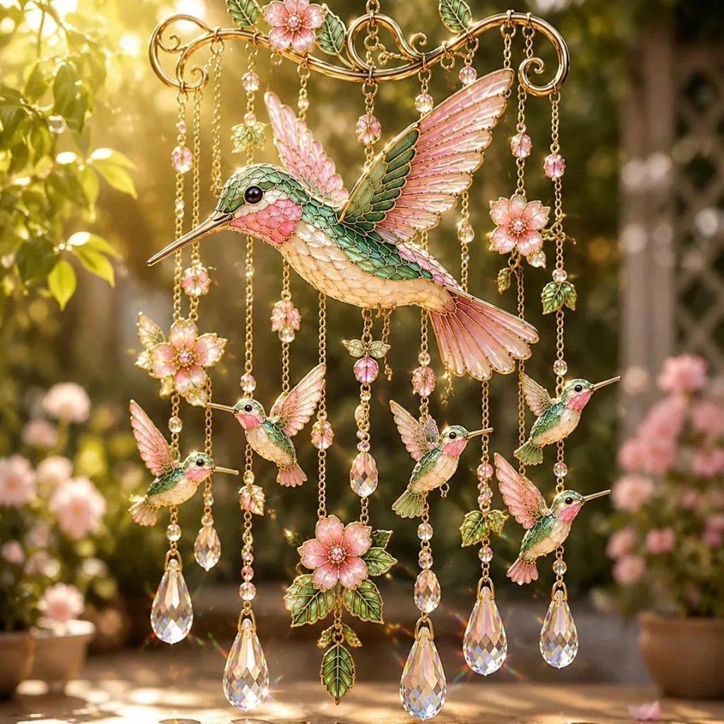 Graceful Hummingbird Wind Chime Elegant Hummingbird Wind Chime Outdoor Garden Wind Chime