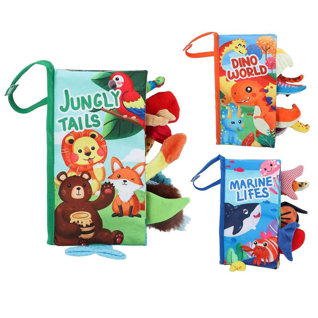 Baby Animal Tail Book Educational Baby  Book Crinkle 3D Sensory Exploration Motor Skill for Kinderga