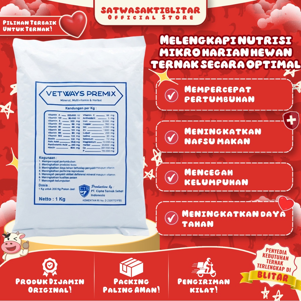 Vetways Premix 1kg - Multivitamin dan Mineral Lengkap Untuk Sapi