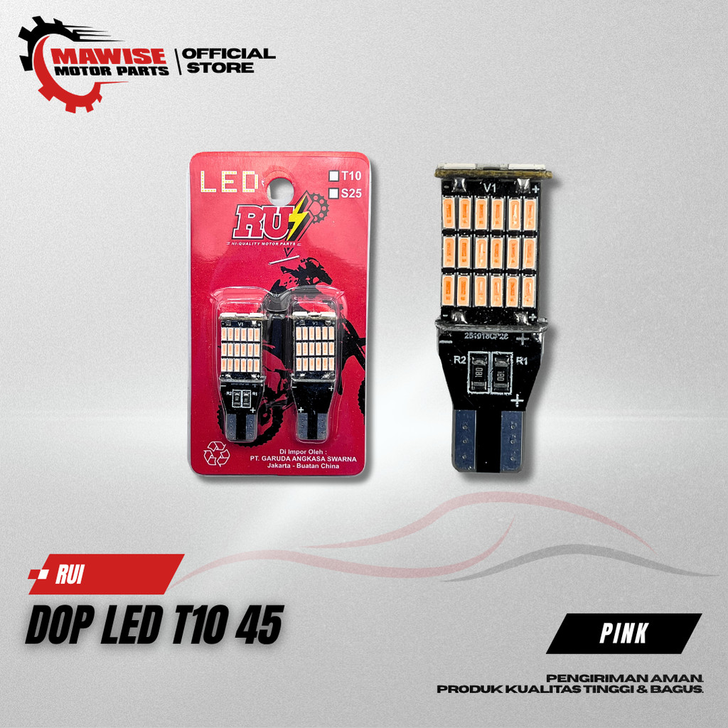 DOP LED T10 45 PINK - DOP LAMPU LED T10 45 SMD 45 TITIK SUPER TERANG LAMPU SENJA SEIN MOTOR MOBIL