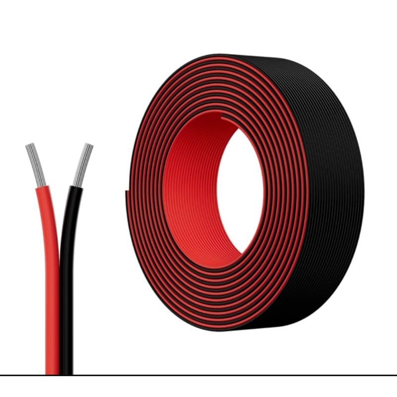 Kabel Listrik AWG18 2 Jalur Merah Hitam Tembaga Serabut Putih AWG 18 Double