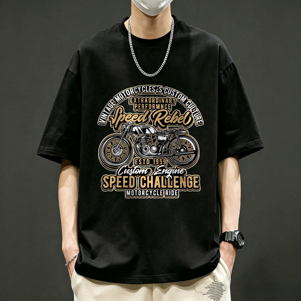 Kaos Pria Speed Rebel Vintage Motorcycles Custom Culture Custom Engine Motorcycle Ride Kaos Vintage 
