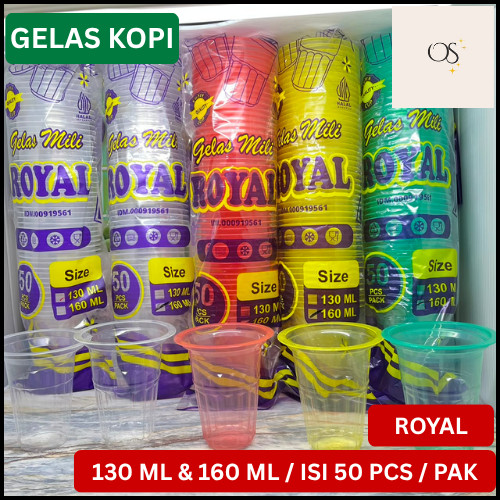 Royal Gelas Plastik Bening / Cup Gelas Aqua / Gelas Kopi / 130 ML & 160 ML