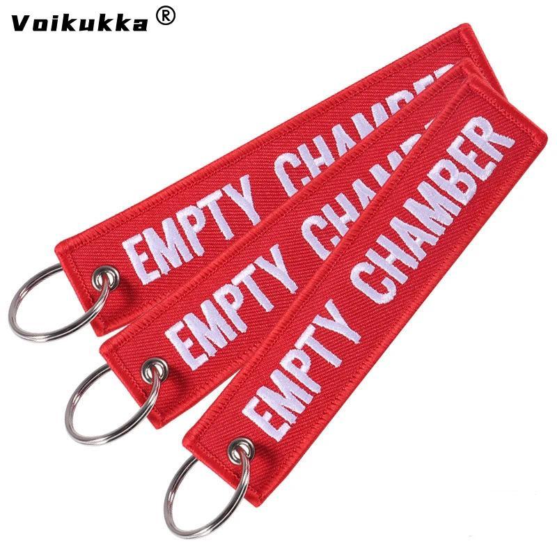 Voikukka Jewelry Text Embroidery EMPTY CHAMBER Red Pent Tags Keychain Rectangle Key Cha Souvenir Who