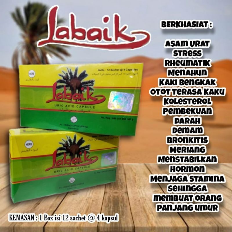 HOT SALE  [yusuf olshop] obat herbal asam urat Uric acid capsule Labaik isi 12saset x 4 kapsul Labai