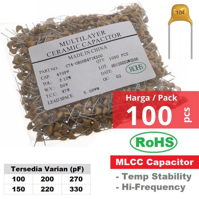 Grosir Pack - Multilayer Ceramic Capacitor MLCC 100PF 150PF 200PF 220PF 270PF 330PF -  100PF kode 10