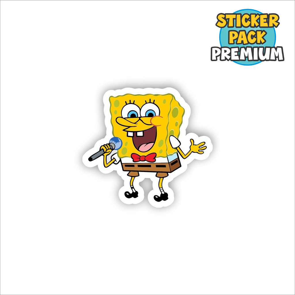 Bikin Merch Stiker Sticker Distro Brand Case Phone  Spongebob Logo Bran d Skate Surf Band Aesthetic 