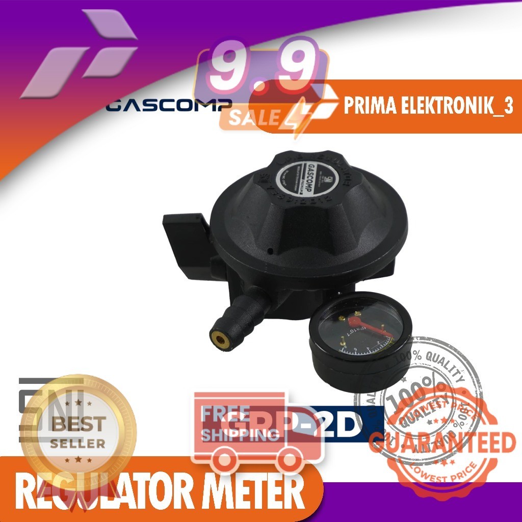 Regulator Gascomp GRP-2D Meter / Indikator Gas Tabung LPG 3kg 12kg