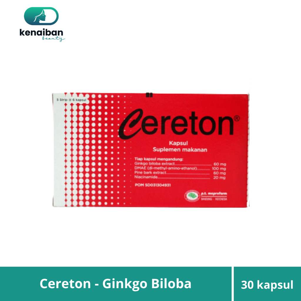 Cereton Box 30 Kapsul / Ekstrak Ginkgo Biloba / Memperlancar Sirkulasi Darah
