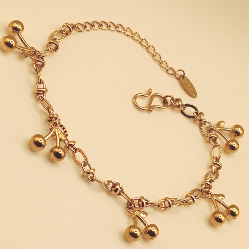 Premium Bracelet GELANG RANTAI CHERRY AMULET TITANIUM ANTI KARAT ANTI LUNTUR KODE 750