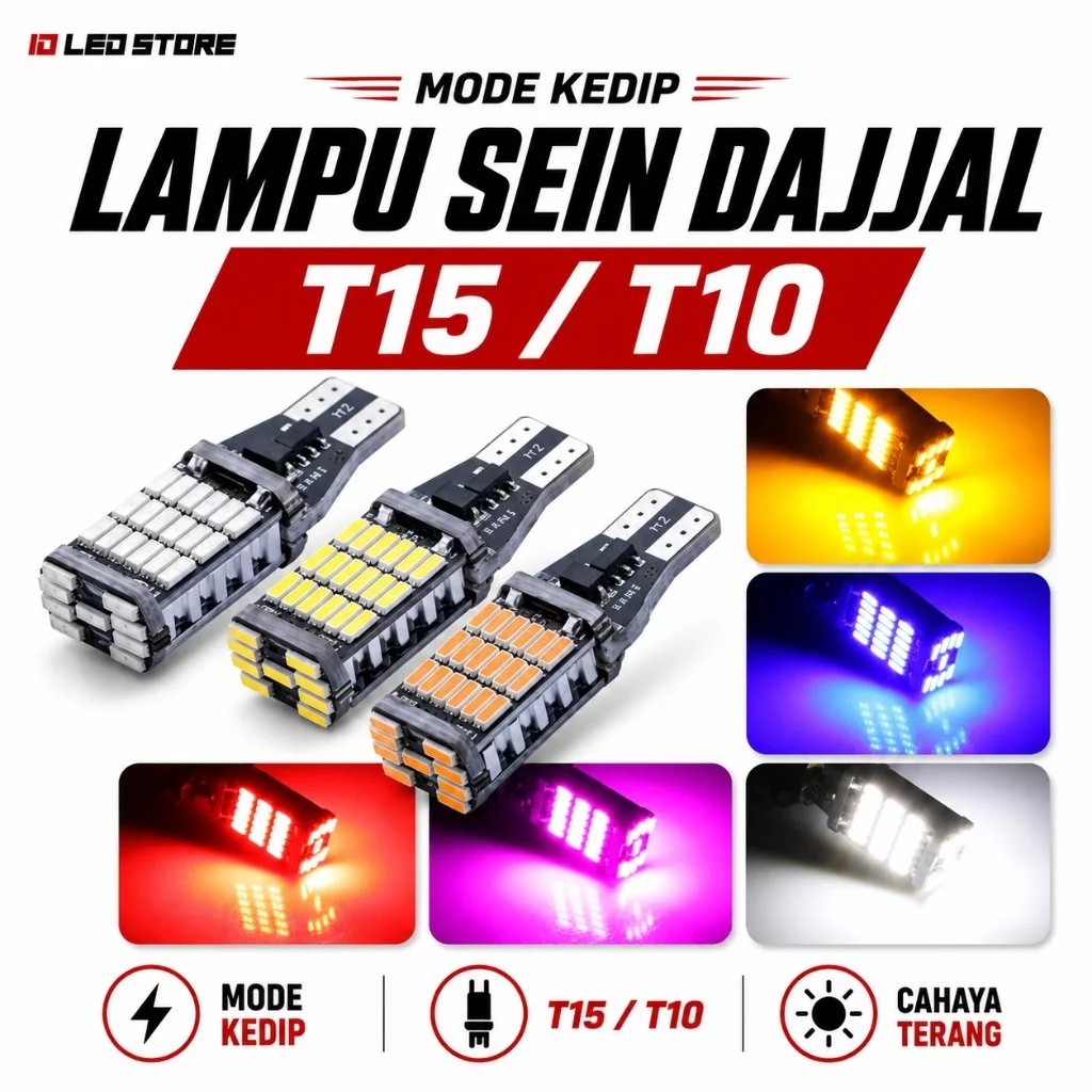 LAMPU SEIN DAJJAL MODE KEDIP MOTOR MOBIL T15 T10 45 LED SMD W16W LAMPU SEIN SENJA KOTA SUPER BRIGHT