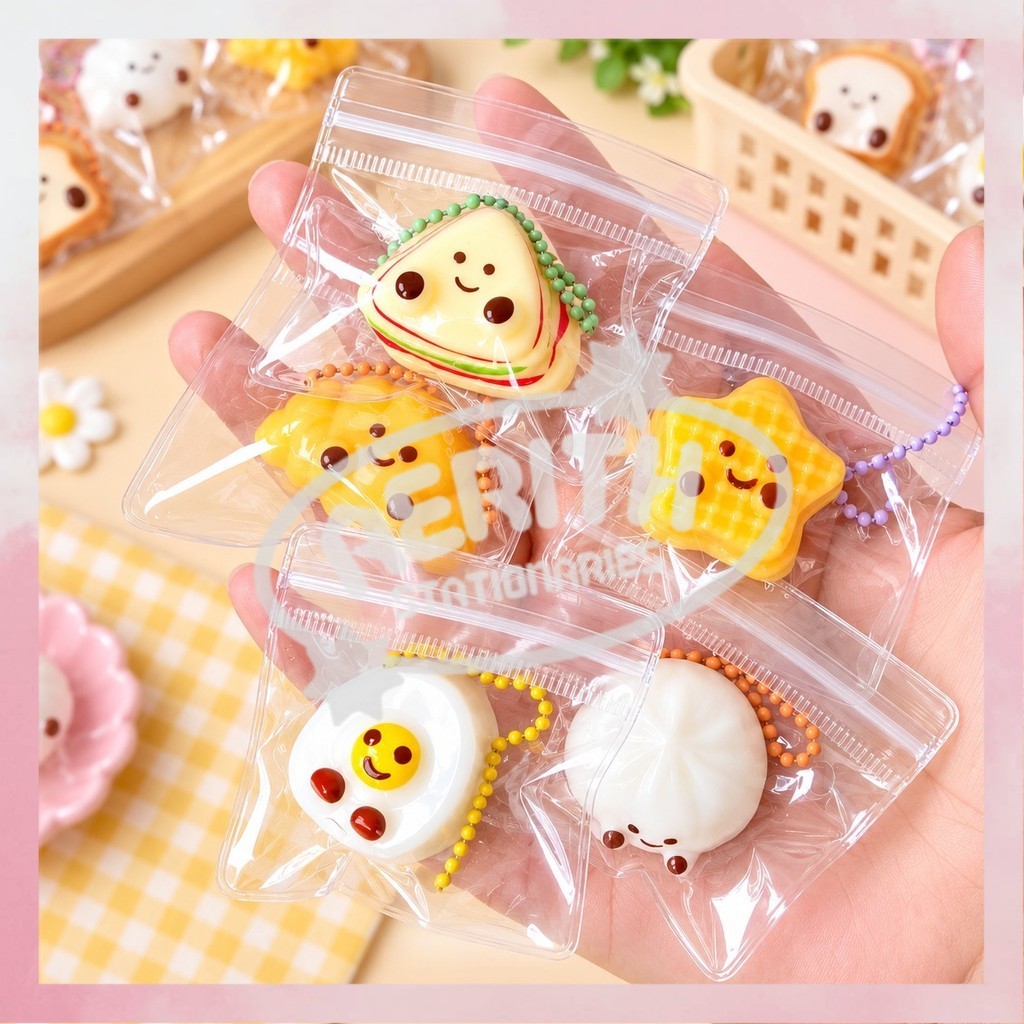 AS Gantungan Kunci Karakter Makanan Ganci Tas Squishy Mainan Anak Souvenir Koleksi Hadiah A-GK140