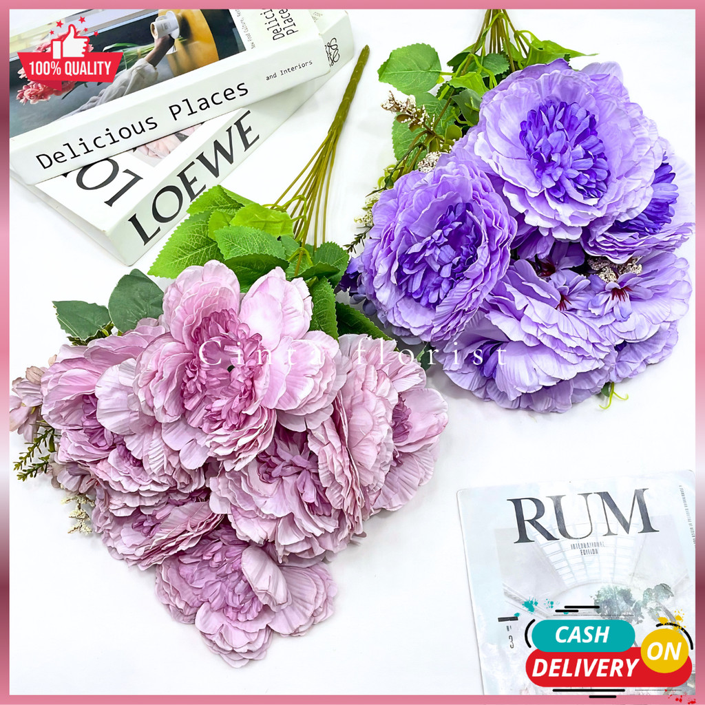 [PEONY JUMBO X5] BUNGA PALSU PEONY BESAR MEKAR ARTIFICIAL FLOWER BUNGA PREMIUM DEKORASI KN-413