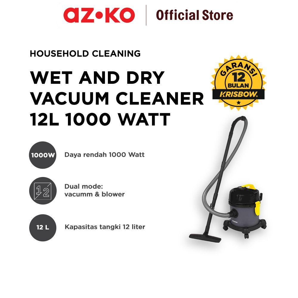 Terlarisss AZKO Krisbow Vacuum Cleaner Wet & Dry 1000 Watt Penyedot Debu Alat Vacum Mesin Vacuum