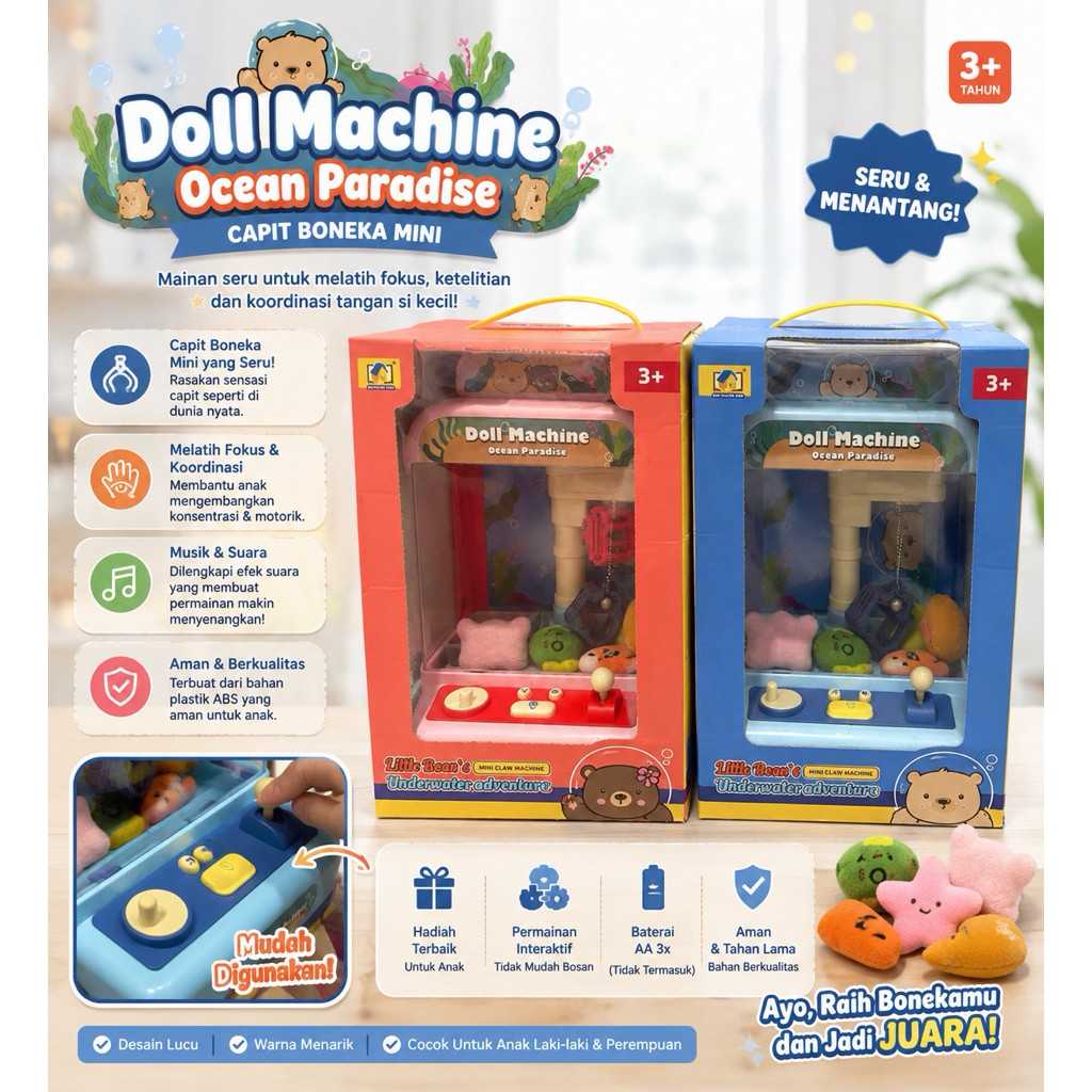 MAINAN MESIN CAPIT BONEKA/DOLL MACHINE/CAPIT BONEKA