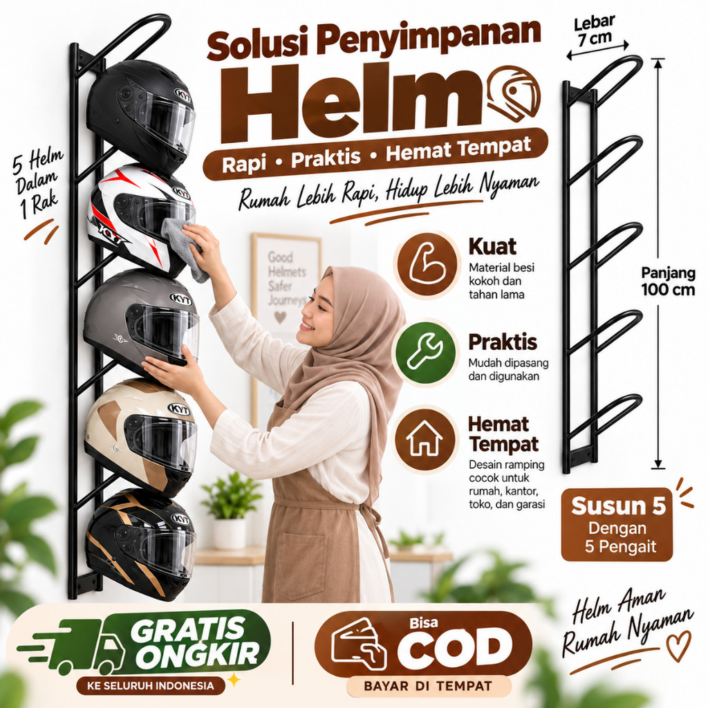GANTUNGAN HELM DINDING RAK PENYIMPANAN HELM Rak Helm Dinding Gantung