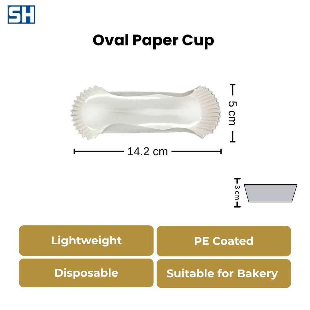 Cup Kertas Oval Putih Polos PET Coated Oval Paper Cup Isi 300 Pcs