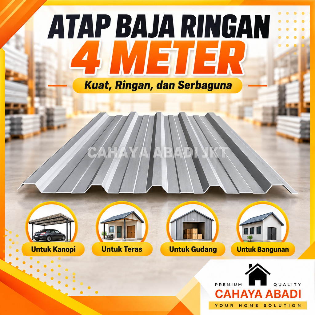 ATAP SPANDEK SPANDEX BAJA RINGAN 4 METER LEMBARAN ATAP METAL GALVALUM KANOPI RUMAH GARASI CARPORT GU