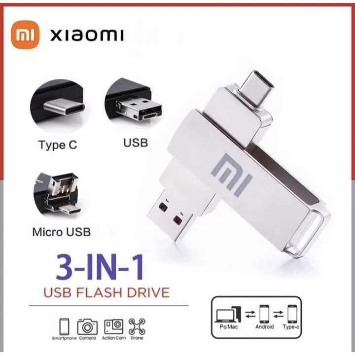 Flashdisk Xiaomi 2TB USB 3 In 1 Penyimpanan Flashdrive 1TB Micro USB Type C