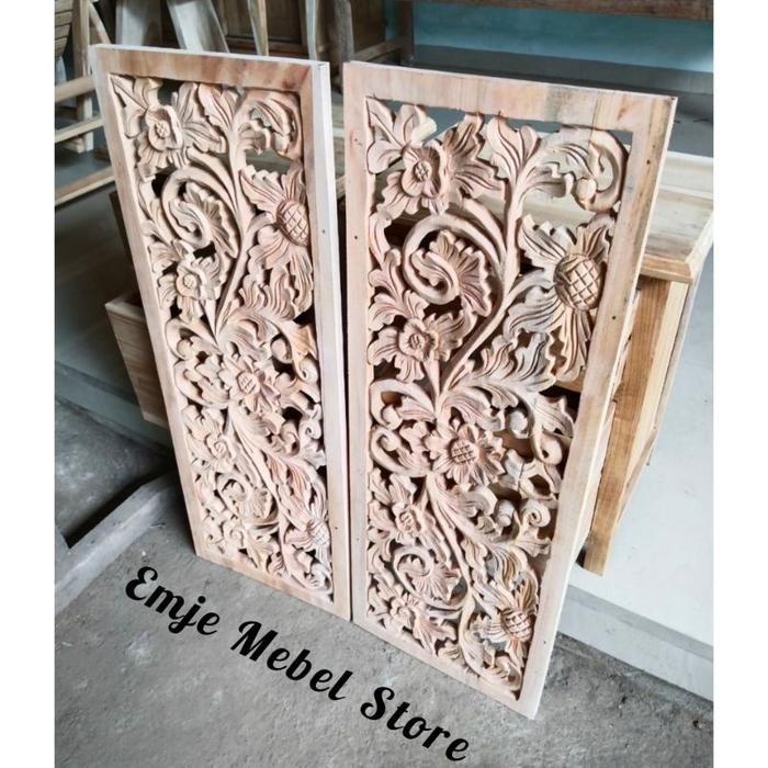 (AP)HIASAN DINDING UKIR KAYU MAHONI UKIRAN TEMPEL GEBYOK