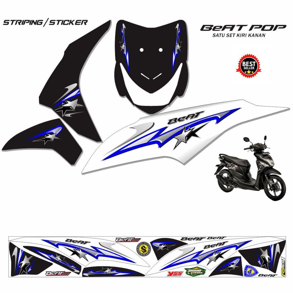 VARIASI MOTOR Beat Pop Striping Stiker Motor STIKER MOTOR