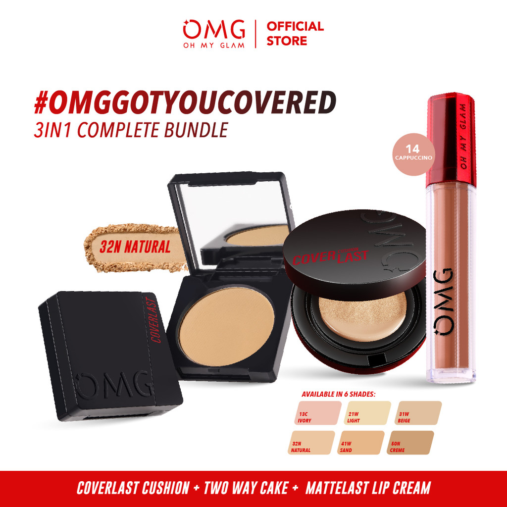 OMG Oh My Glam Coverlast Chic Flawless Makeup Kit (Cushion , Two Way Cake & Mattelast Lip Cream)
