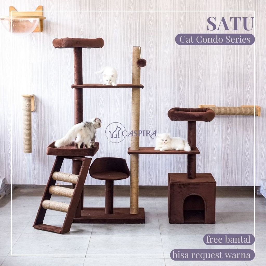 Cat Tree Kandang Kucing - Cat Condo Garukan Kitten Persia - Cat Tower Mainan Kucing BSH - Cat Toys H