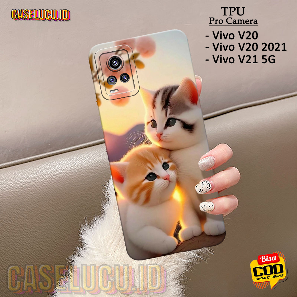 Casing Hp VIVO V20 / V20 2021/ V21 5G Terbaru - Fashion Case Kucing - Case VIVO V20 / V20 2021/ V21 