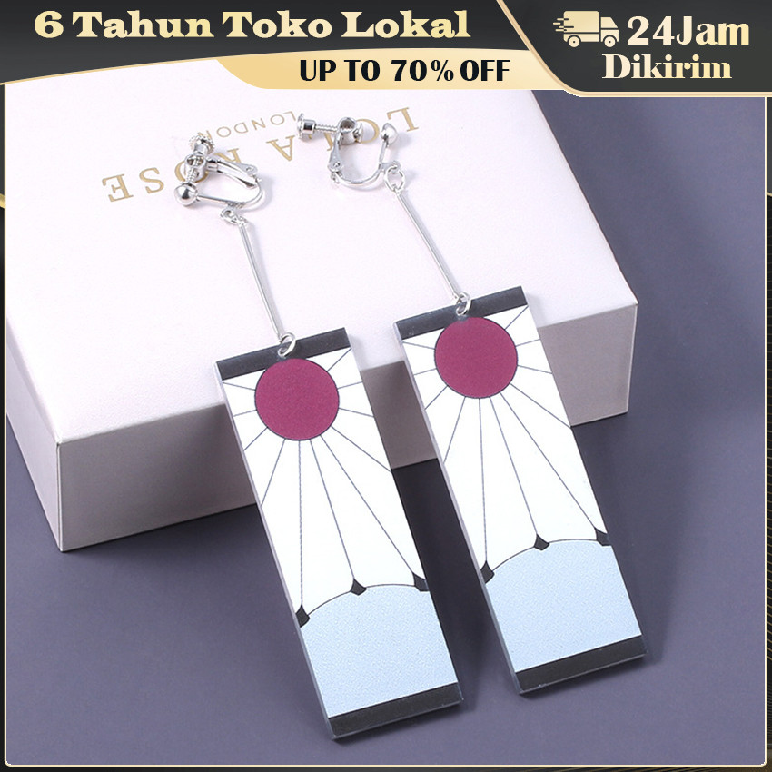 Anting Tanjiro Demon Slayer Kimetsu No Yaiba / Cosplay Anime Jepit Tindik Hanafuda Karakter / Akseso