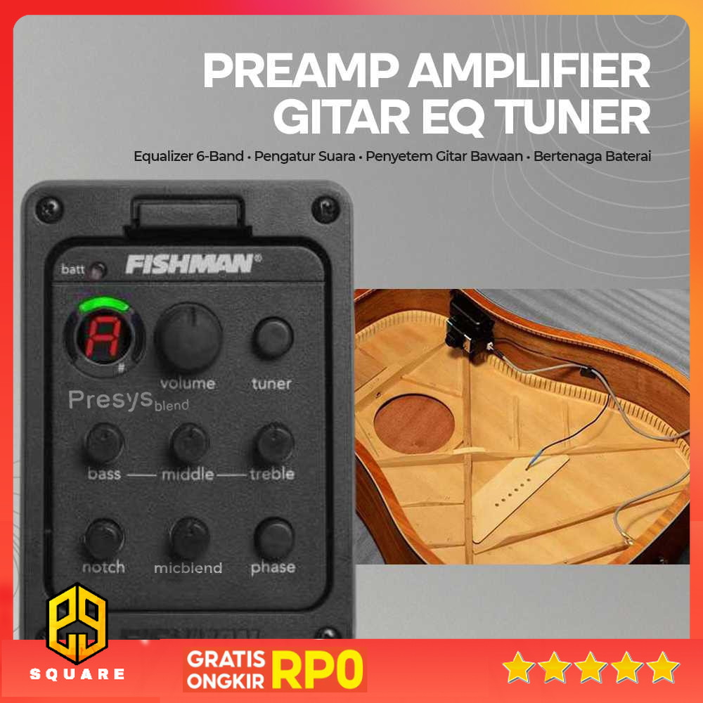 FISHMAN Presys Blend Preamp Amplifier Gitar EQ Tuner - EQ-201 Original 99 Square