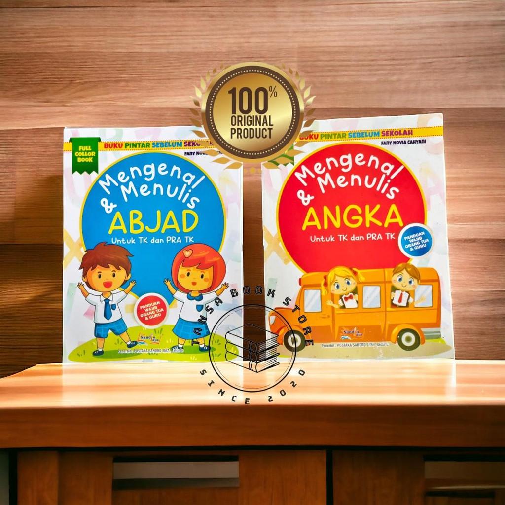 Paket 2 Buku Mengenal dan Menulis Abjad & Angka // Panduan Belajar Membaca Asyik Anak TK-SD