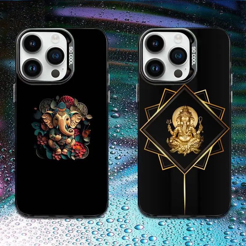 Casing Ponsel Ganesha Dewa Hindu Ganesh Gajah Untuk iPhone 16,15,14,13,12,11,Mini,Pro,E,MAX Hitam Ca